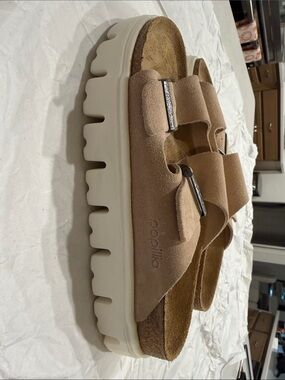 Papillio (birkenstock) Double-Buckle Suede Sandals in Beige